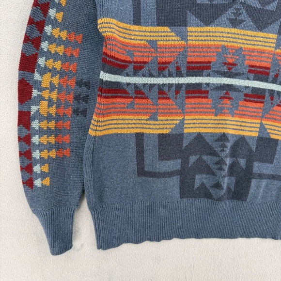 Vintage Pendleton Sweater Women's Notch Collar Chief Joseph Blue Cotton Small - Picture 3 of 13